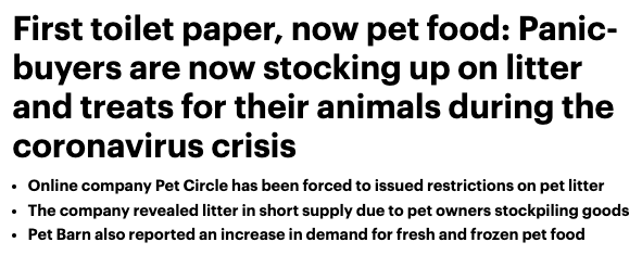 这周起，去超市要排队！厕纸还没抢完，宠物用品需求激增！