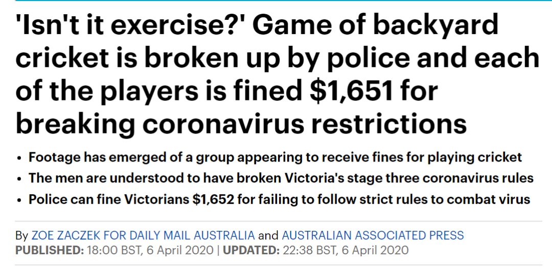 真事儿！澳洲男子在后院打球，被罚$1652！警察蜀黍：这违反了禁令！网友：太过分了！这是想搞创收吧！